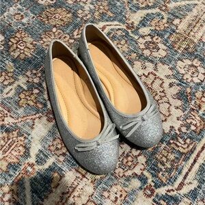 Girls silver glittery ballet flats